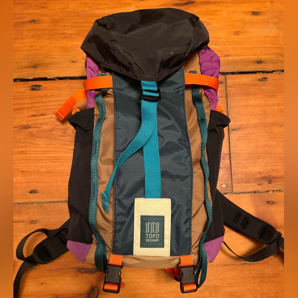 Topo Designs Black, Brown, and Teal Backpack